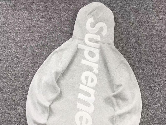 Supreme Satin Appliqué Hoodie Grey