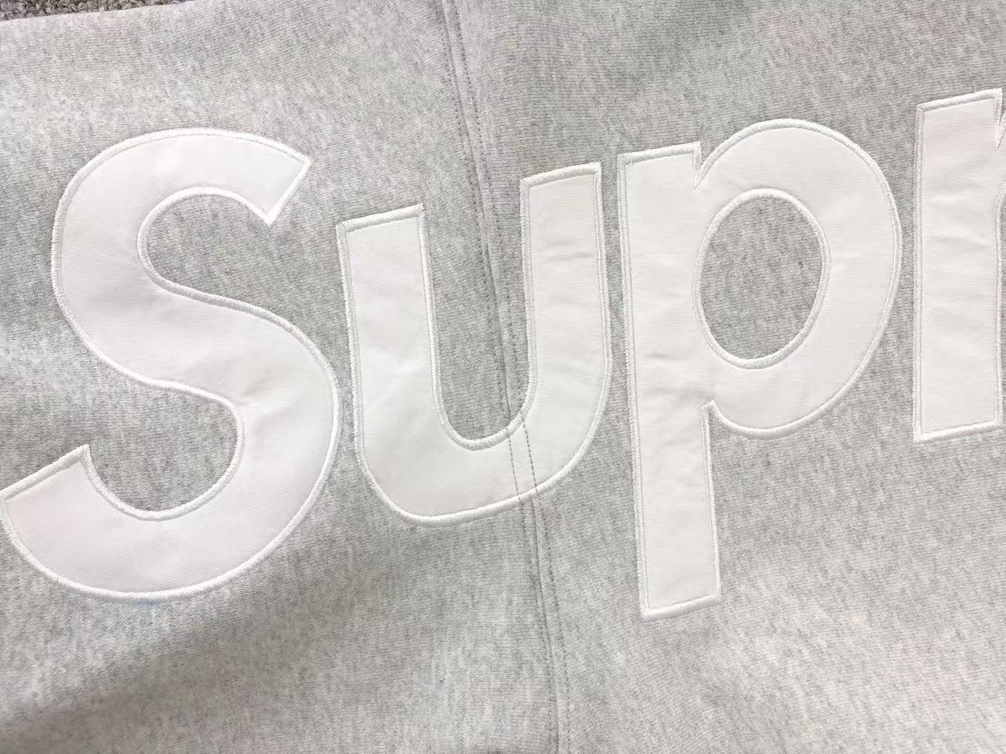 Supreme Satin Appliqué Hoodie Grey
