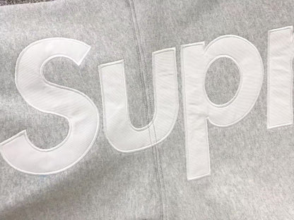 Supreme Satin Appliqué Hoodie Grey
