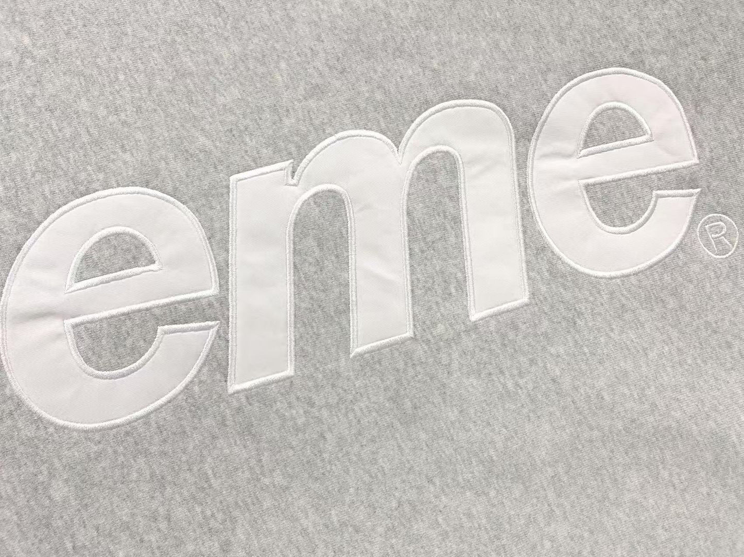 Supreme Satin Appliqué Hoodie Grey