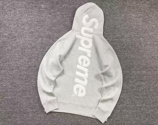 Supreme Satin Appliqué Hoodie Grey