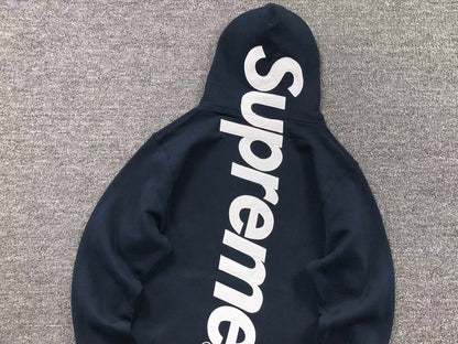 Supreme Satin Appliqué Hoodie Navy