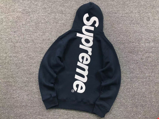 Supreme Satin Appliqué Hoodie Navy