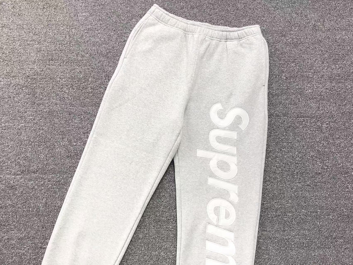 Supreme Satin Appliqué Sweatpants Grey