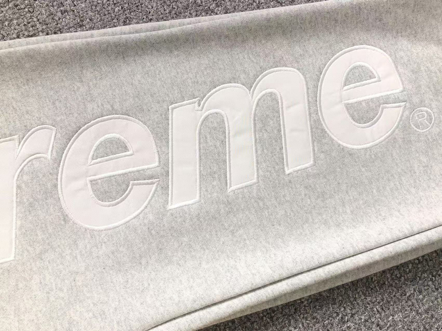 Supreme Satin Appliqué Sweatpants Grey