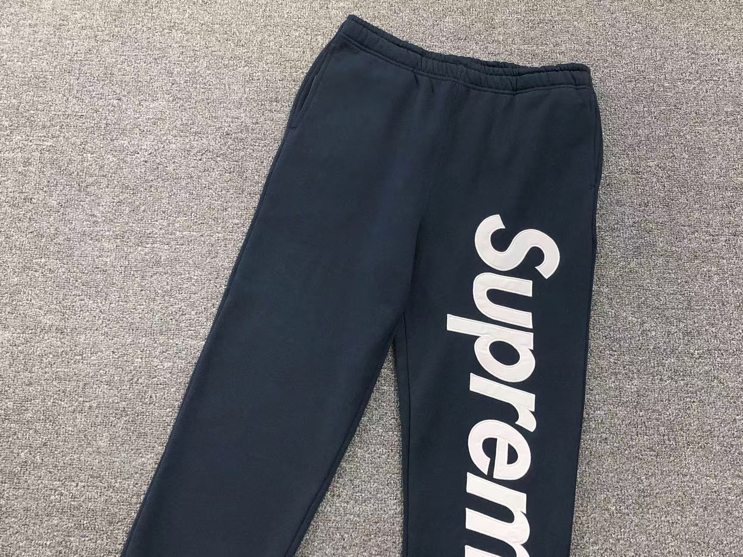 Supreme Satin Appliqué Sweatpants Navy