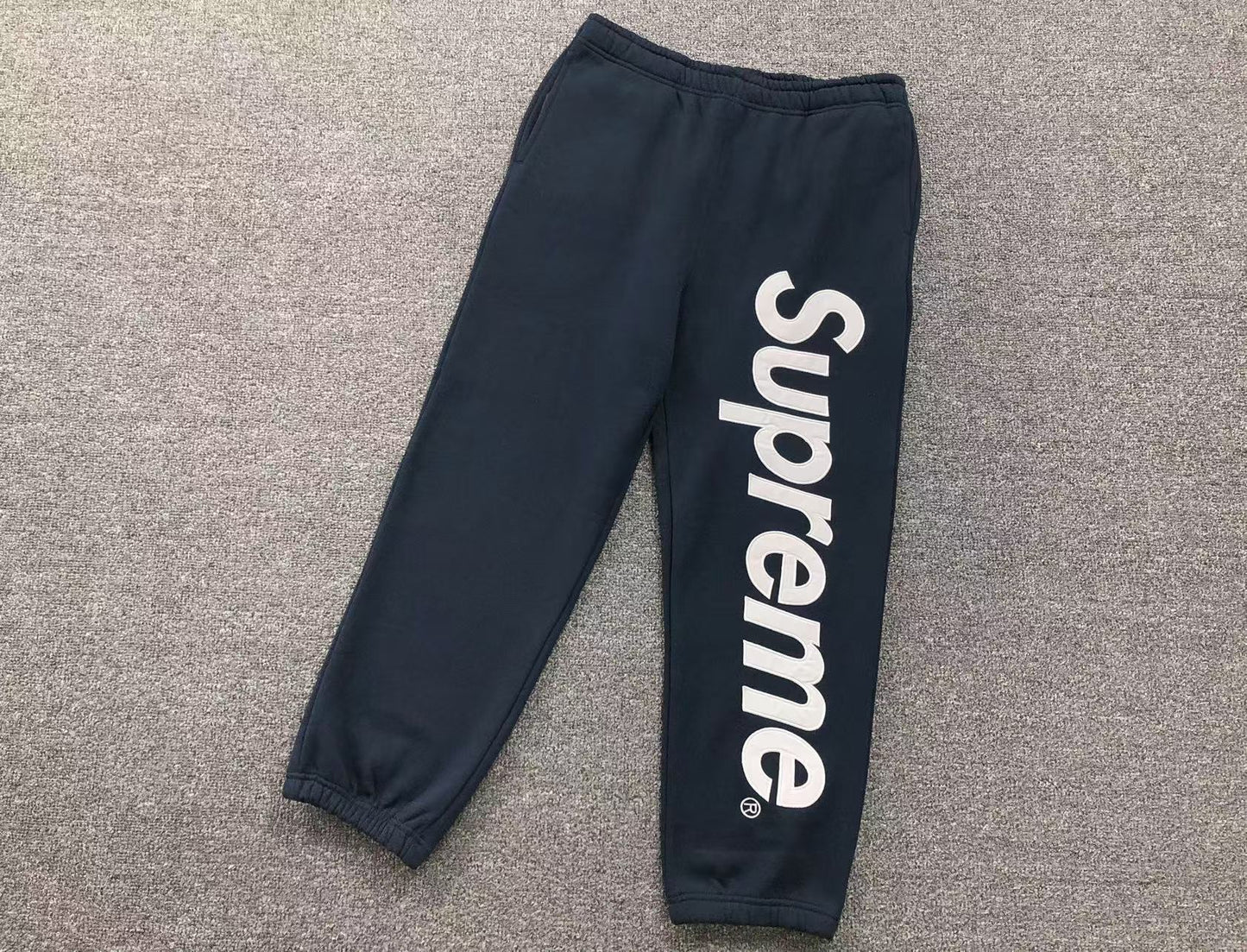 Supreme Satin Appliqué Sweatpants Navy