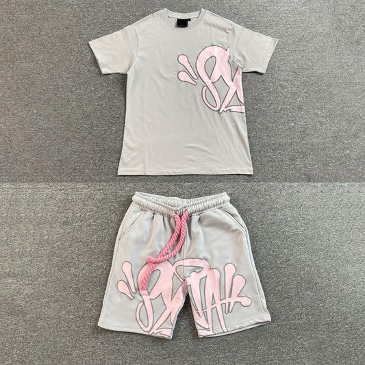 Syna World Syna Logo T-Shirt/Short Set Grey Pink-Drip Store Argentina