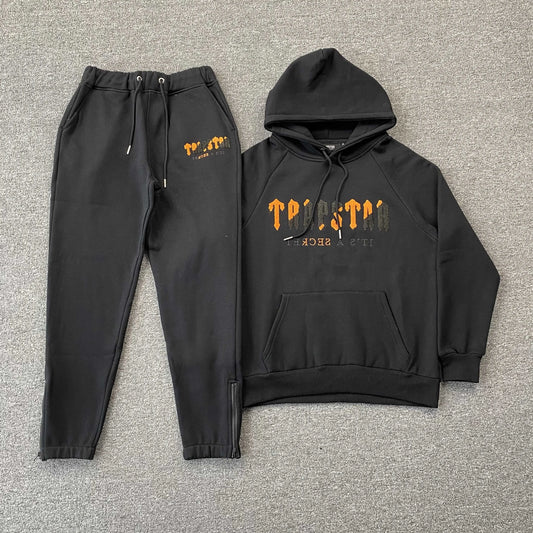 TRAPSTAR CHENILLE DECODED TRACKSUIT BLACK ORANGE-Drip Store Argentina