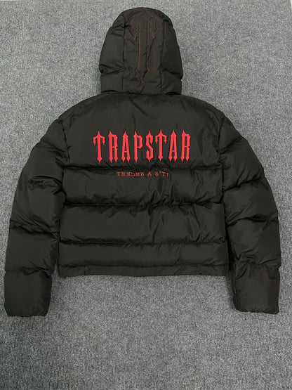 Trapstar Decoded Hooded 2.0 Puffer Jacket Black Red