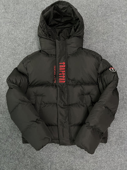 Trapstar Decoded Hooded 2.0 Puffer Jacket Black Red