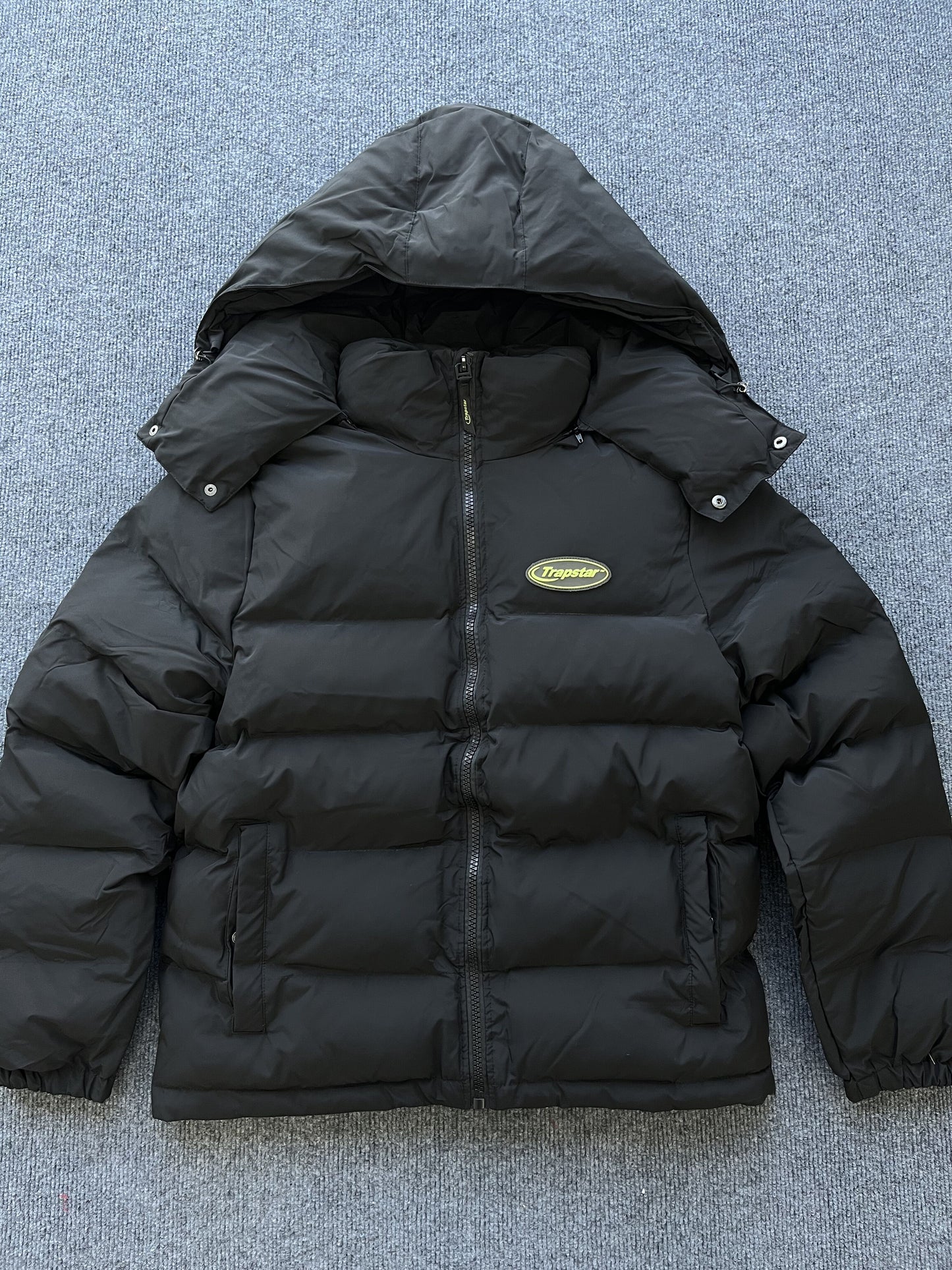 Trapstar Hyperdrive Detachable Hooded Puffer Jacket Black Lime