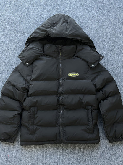 Trapstar Hyperdrive Detachable Hooded Puffer Jacket Black Lime