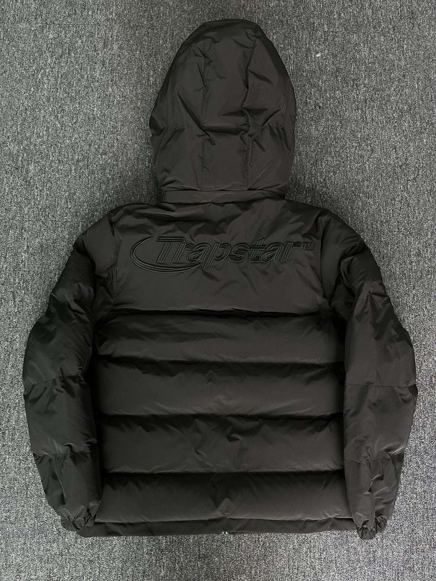 Trapstar Hyperdrive Detachable Hooded Puffer Jacket Triple Black