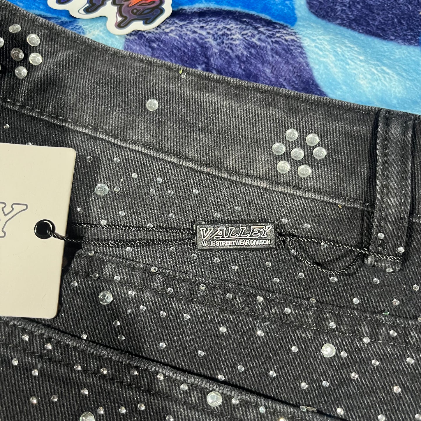 Vale Forever Iced Out Denim Shorts Black