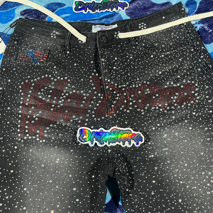 Vale Forever Iced Out Denim Shorts Black