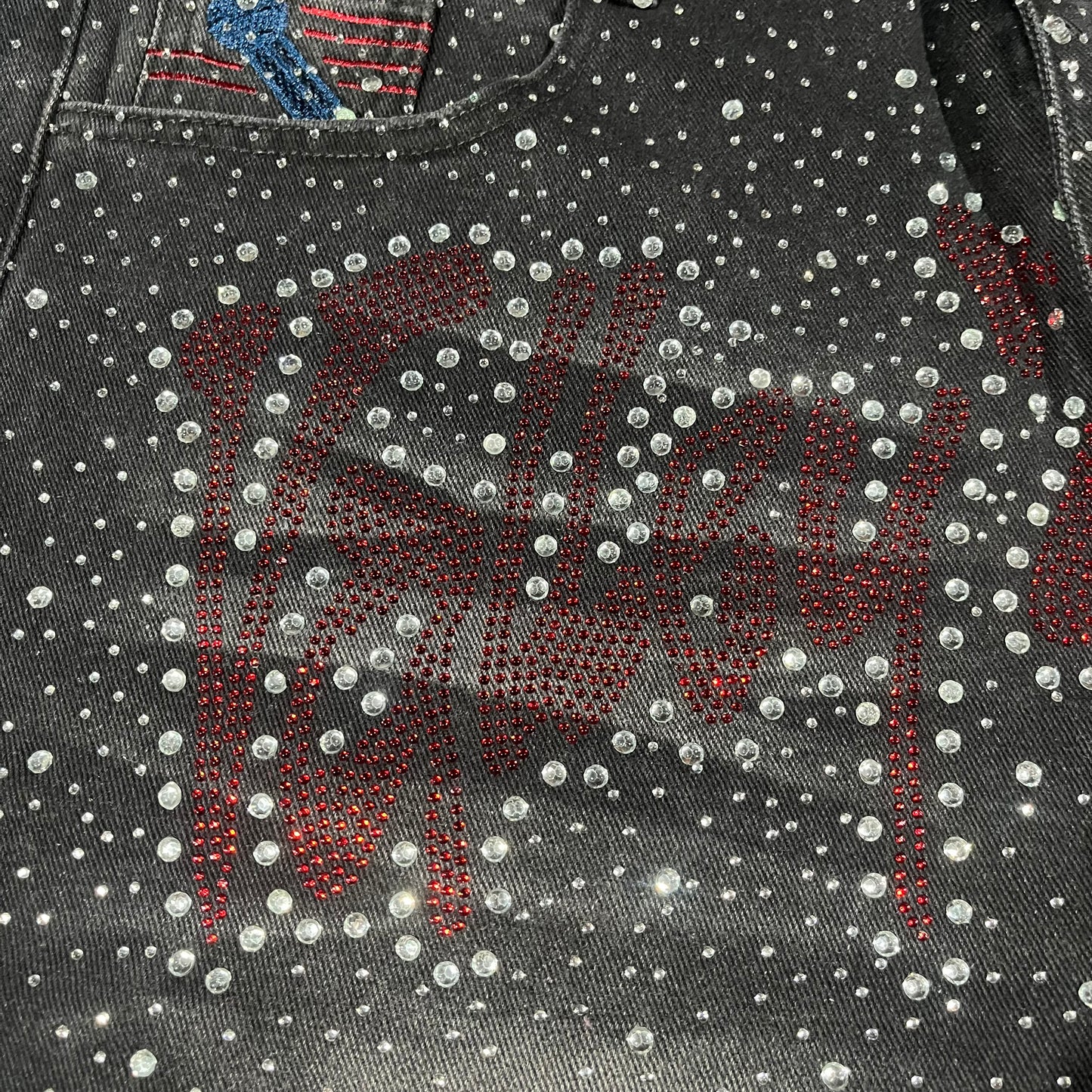 Vale Forever Iced Out Denim Shorts Black