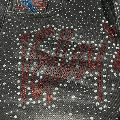 Vale Forever Iced Out Denim Shorts Black