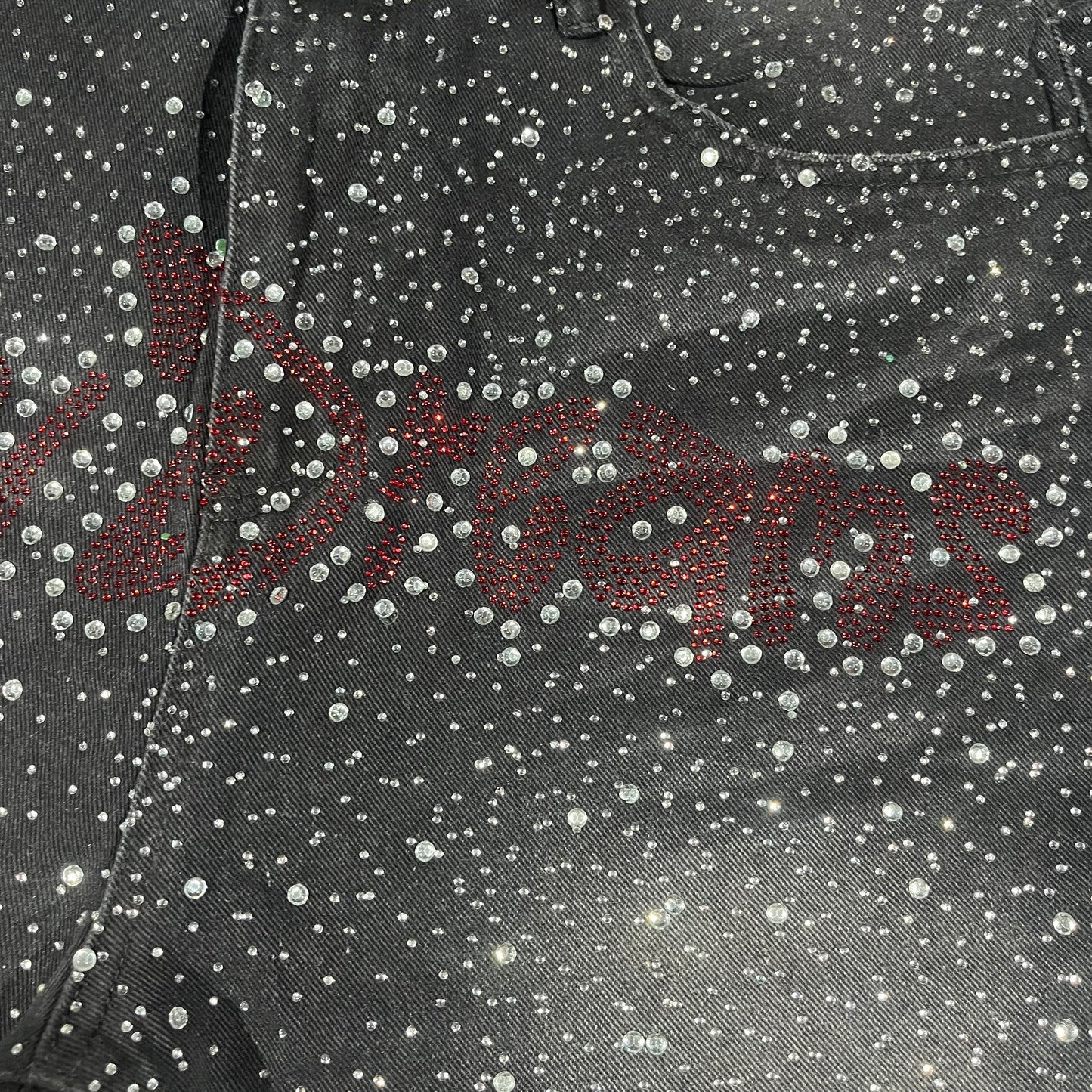 Vale Forever Iced Out Denim Shorts Black