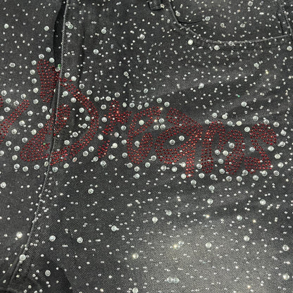 Vale Forever Iced Out Denim Shorts Black