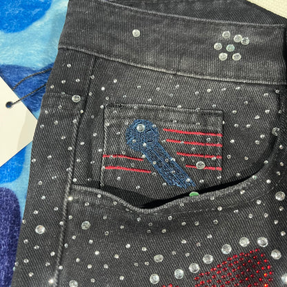 Vale Forever Iced Out Denim Shorts Black