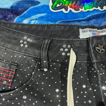 Vale Forever Iced Out Denim Shorts Black