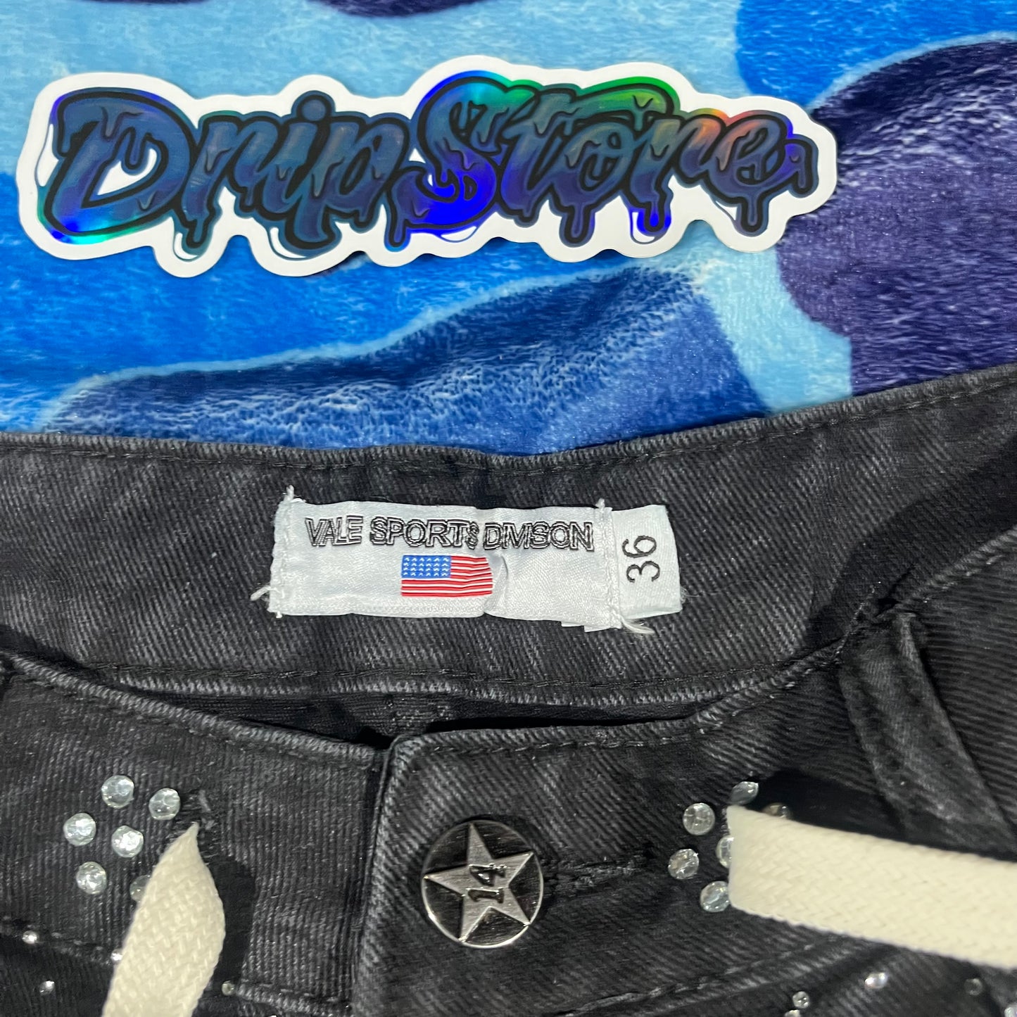 Vale Forever Iced Out Denim Shorts Black