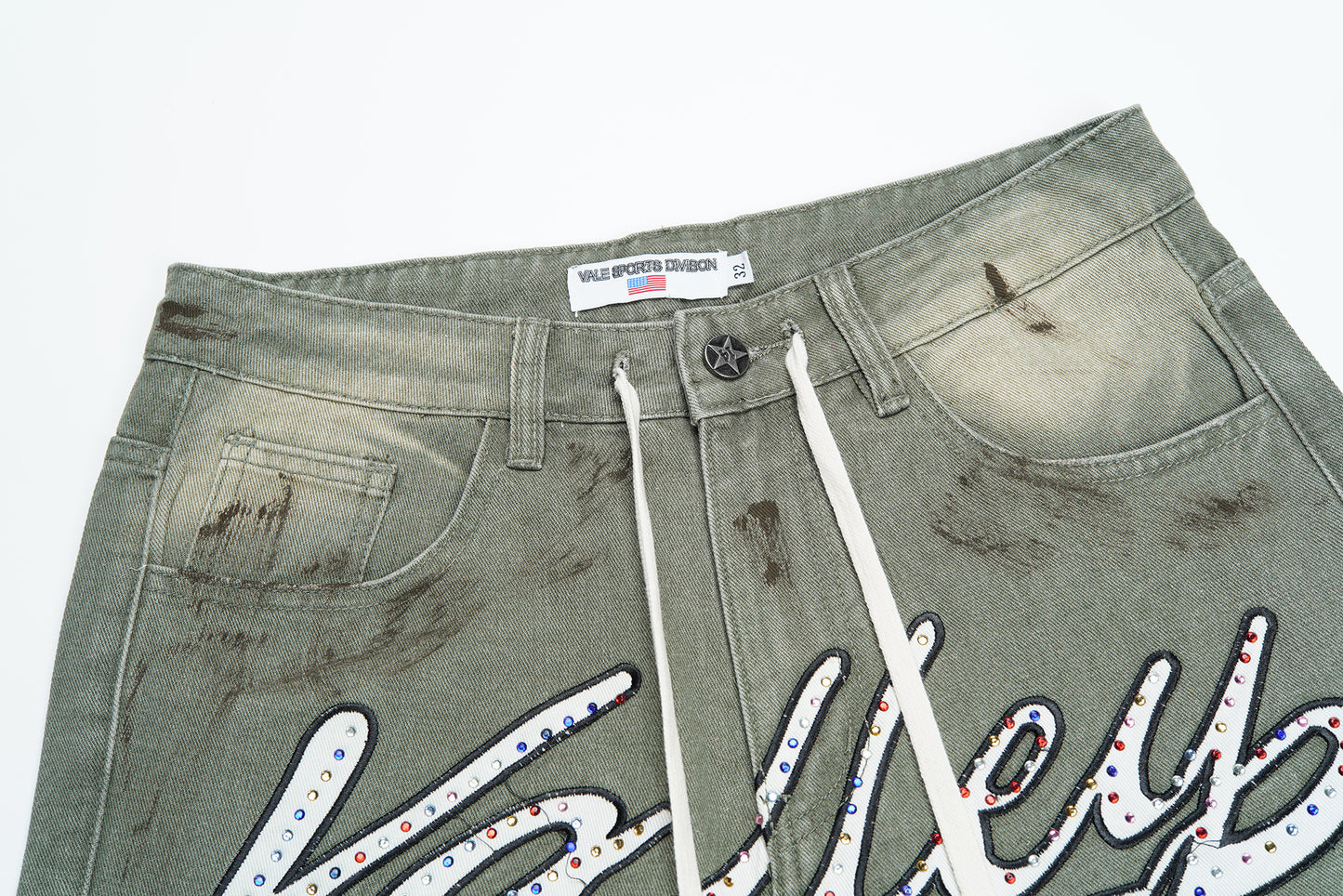 Vale Forever Skittle Denim Shorts Green