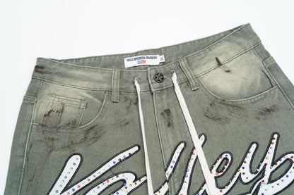 Vale Forever Skittle Denim Shorts Green