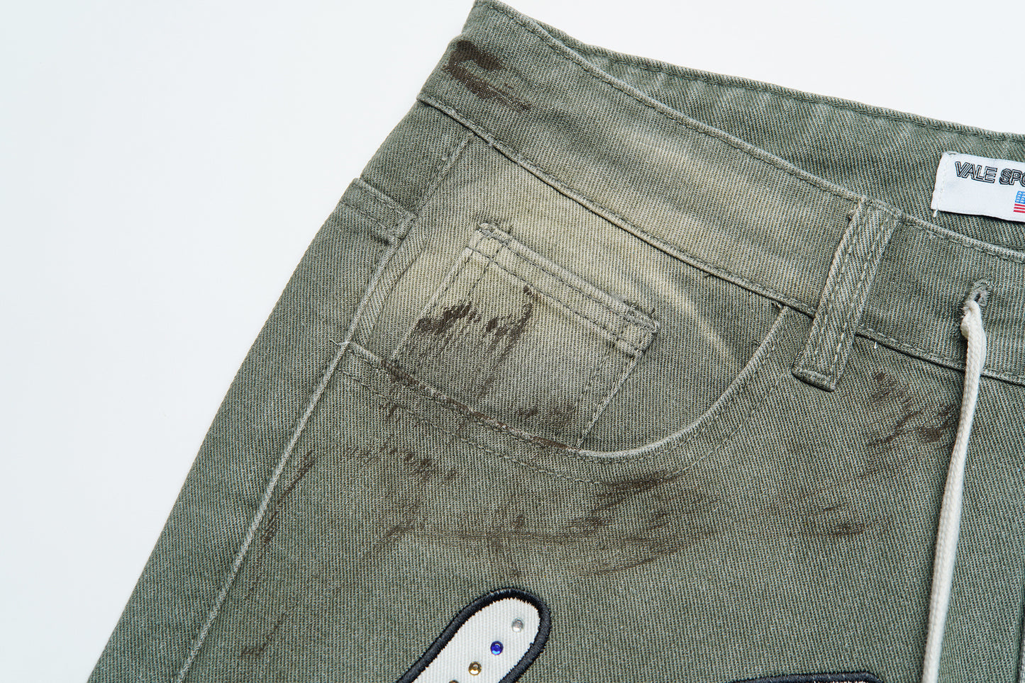 Vale Forever Skittle Denim Shorts Green