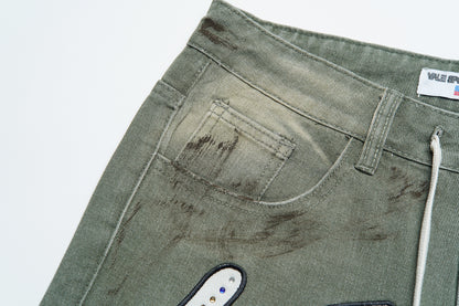 Vale Forever Skittle Denim Shorts Green