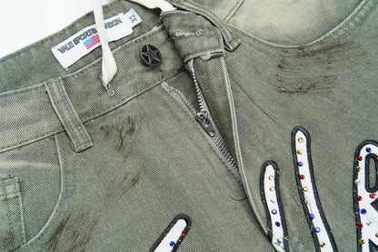 Vale Forever Skittle Denim Shorts Green