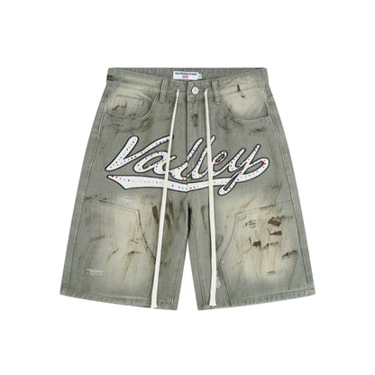 Vale Forever Skittle Denim Shorts Green