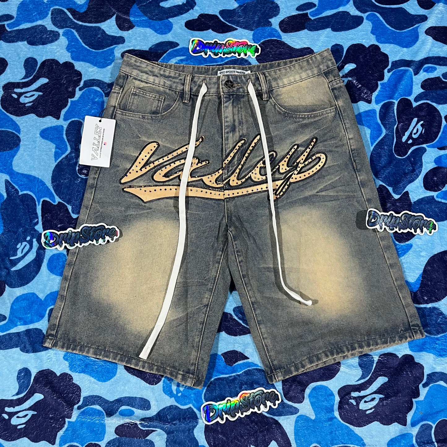 Vale Forever Skittles Denim Shorts Blue