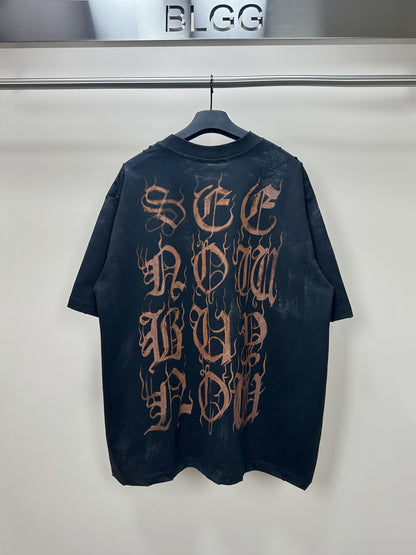 BALENCIAGA HEAVY METAL T-SHIRT BLACK WASHED