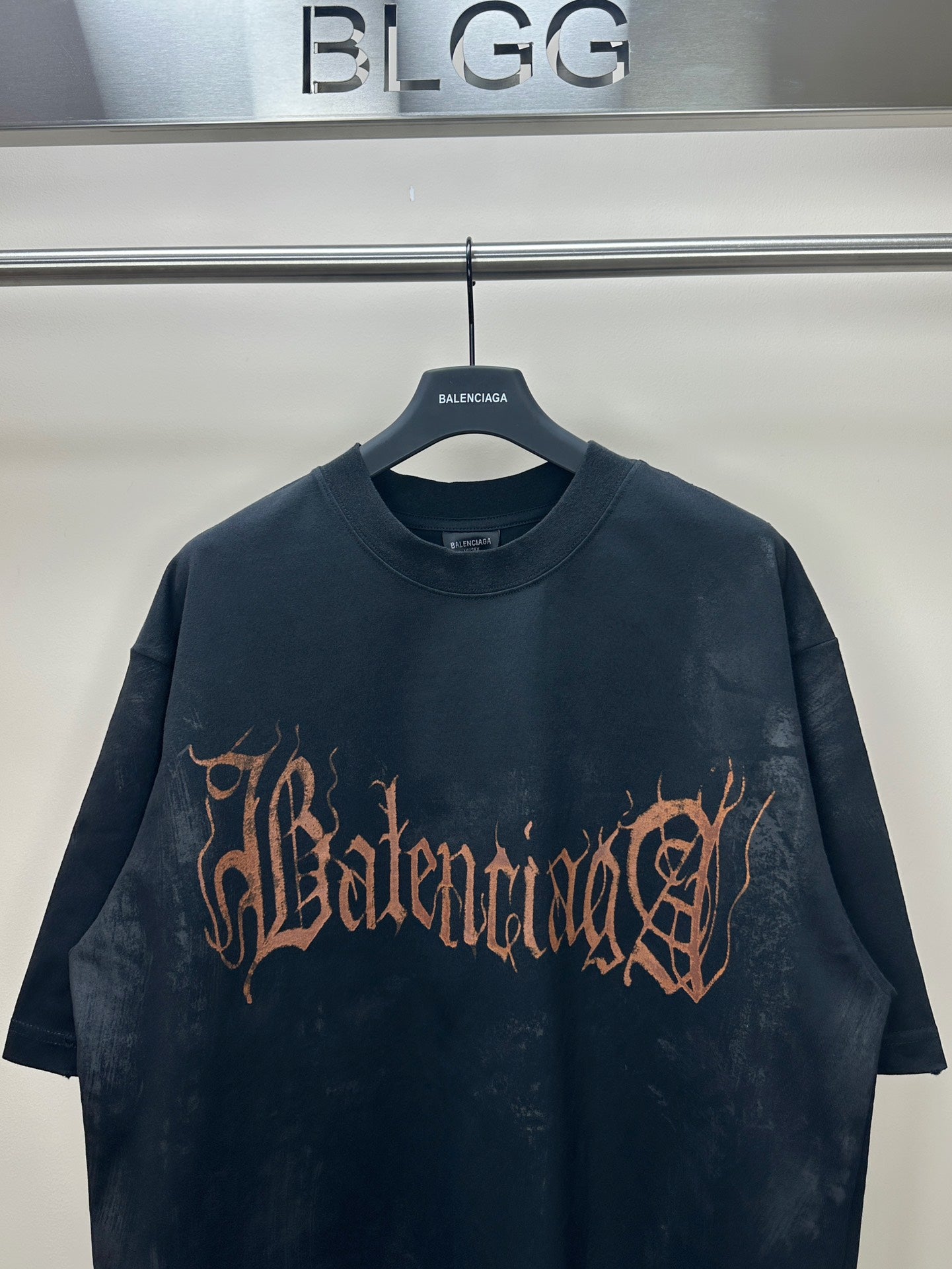 BALENCIAGA HEAVY METAL T-SHIRT BLACK WASHED