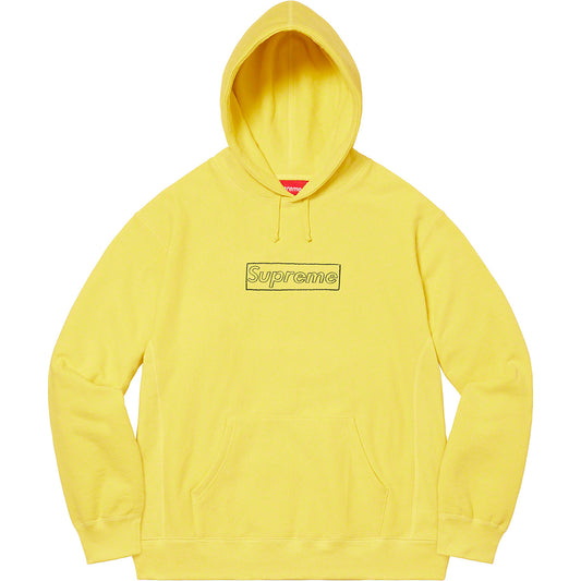 SUPREME KAWS CHALK LOGO HOODIE LIGHT LEMON