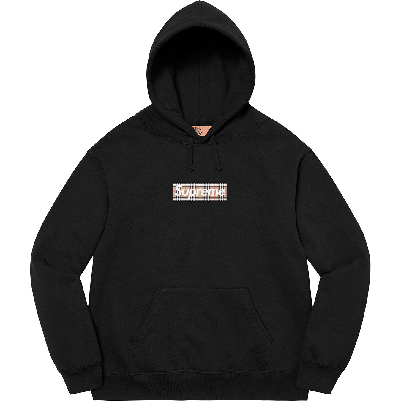 SUPREME BURBERRY BOX LOGO HOODIE BLACK