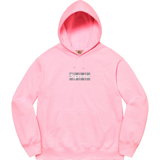 SUPREME BURBERRY BOX LOGO HOODIE PINK