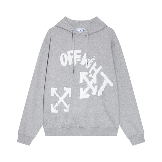 OFF-WHITE PAINT SCRIPT ARROWS SKATE HOODIE GREY/WHITE