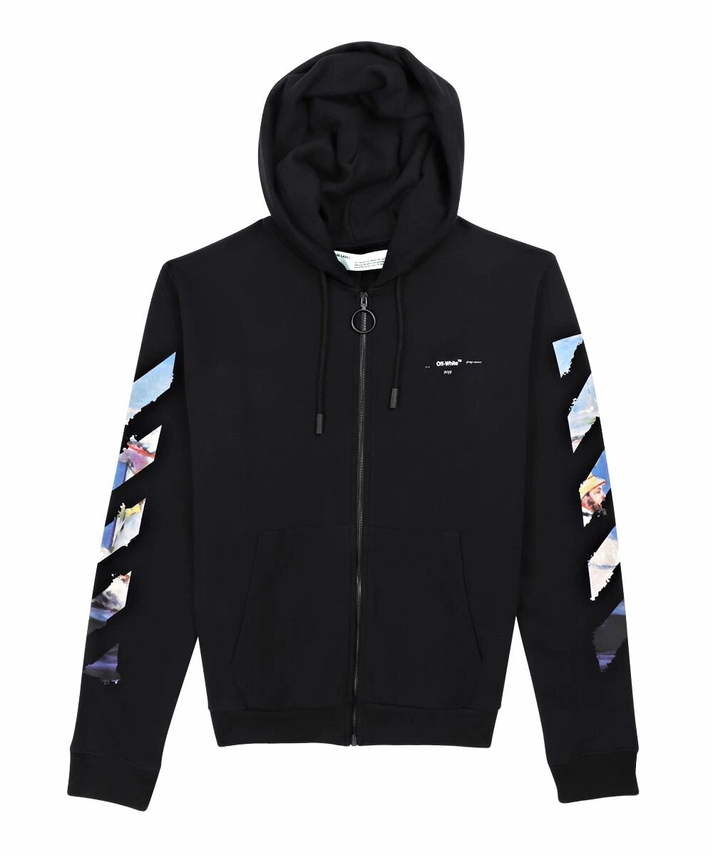OFF WHITE DIAG PRINT ZIP UP HOODIE-Drip Store Argentina